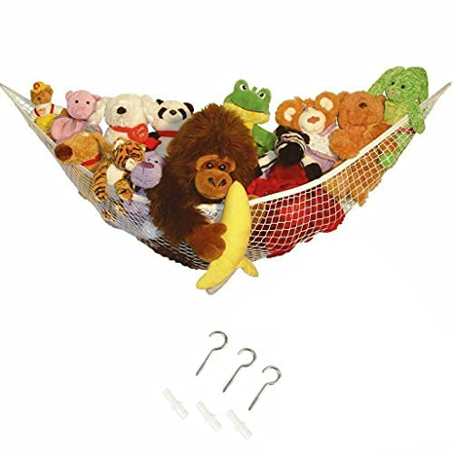 SAVEX Large Hammock Soft Toy Teddy Nursery Play Corner Hammock Mesh Storage Organizer Net for Baby/Children's Bedroom Tidy Kids Wall Hanging Baby Nursery Mesh Net