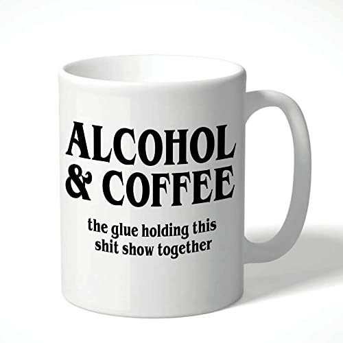 Wanky Candles Alcohol and Coffee The Glue Holding This Shit Show Together Funny Work Mug CMUG136