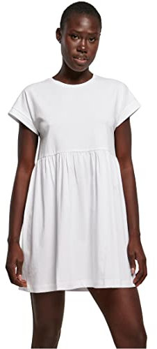 Urban Classics Damen Kleid Ladies Organic Empire Valance Tee Dress, Volantkleid für Frauen, Loose Fit, white, S
