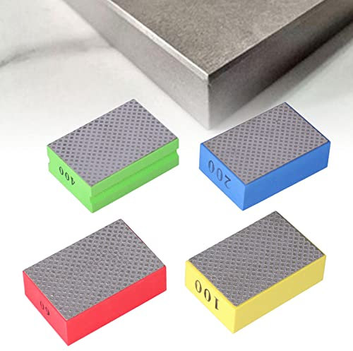 Diamant-Schleifschwamm, 60 100 200 400 Körnung 4 Stück Handpolierpads Polierpads Schleifblöcke Glass Schleifer für Steinkeramikfliesen Glasschleifen