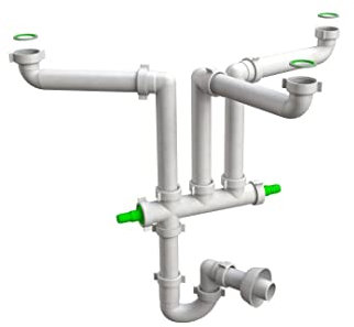 Kiamami Valentina Sifón para Fregadero de 3 cubetas Que Ahorra Espacio | Space 3