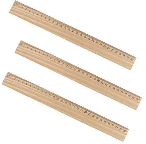 noTrash2003 3 Stück Holzlineal, Lineal 30 cm Holz Kinder Lineale mit Zentimeterskala Lineal Holz Klein Einseitig Bedruckt Messlineal für Matheholz Basteln Kinder Schule Klassenzimmer Zuhause Büro