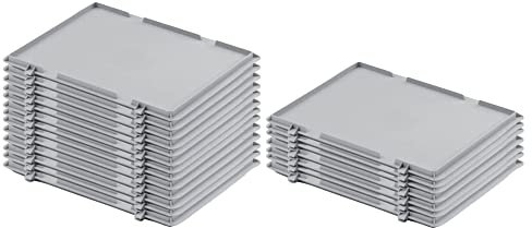 PROREGAL SuperSparSet 20x Scharnierdeckel für Eurobehälter | BxT 40x60cm | Eurobox, Transportbox, Transportbehälter, Stapelbehälter