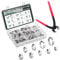 Knpwer 180 collane di serraggio a orecchio unico, in acciaio inossidabile 304,9 taglie con anelli da 6 a 25,6 mm, collane di serraggio semplici, morsetto a crimpare senza cuscinetto (180, 9 misure)