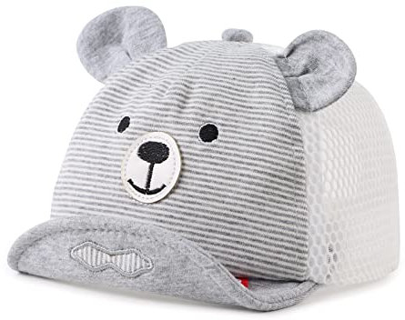 Pesaat Baby Baseball Cap 3-18Monate Baseballmütze Baby Jungen Schirmmütze UV Schutz Mädchen Sommermütze Baby Cap (3_Months, 18_Months, Grau mit Mesh)
