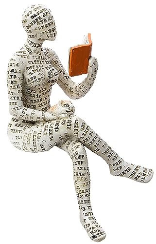 IMIKEYA Bücherregal Lesende Frauene Frauenfigur- Aus Kunstharz Pulp Lesende Frauenfigur Abstrakte Kunststatue Statue Einer Lesenden Frau Denkerskulptur Minimalistisch Zellstoff