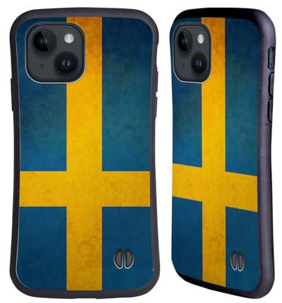 Head Case Designs Sweden Swedish Sverige Flag Vintage Fahnen Hybride Handyhülle Hülle Huelle kompatibel mit Apple iPhone 15