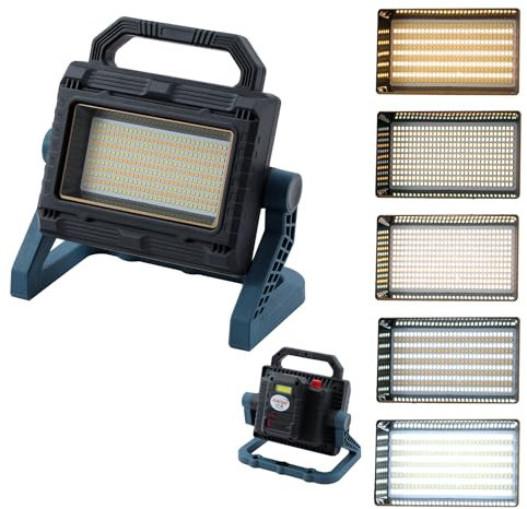 KATSU Luz de Trabajo LED 50W Foco de Trabajo Portátil con Batería de 9000 mAh, Modos de Iluminación Ajustables, Giratoria de 360°, para Exteriores Emergencia Garaje Reparación de Auto Camping