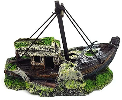 KieTeiiK Fisch Tank Landschaft Wrack Gebrochen Schiff Form Aquarium Dekoration Harz Ornament Zubehör Aquarium Dekoration