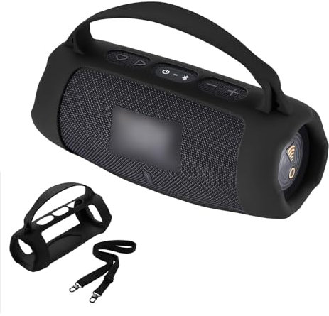 Silicone Case for JBL Charge 5 Wi-Fi/Charge 5 Portable Bluetooth Speaker, Protective Sleeve with Handle and Shoulder Strap Wireless Speakers Accessories (Black)