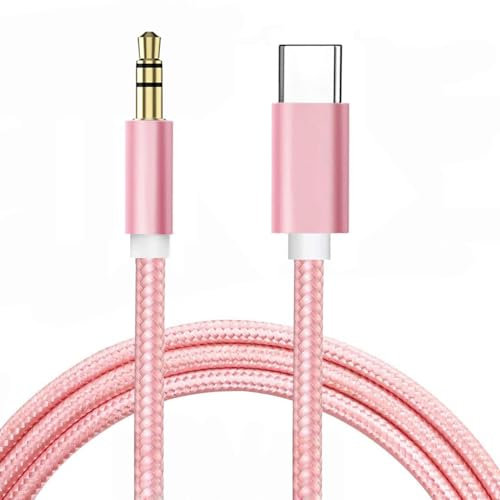 Câble Audio USB-C vers auxiliaire 3,5 mm, Cordon stéréo de Voiture certifié Apple MFi pour iPhone 15/15 Plus/15 Pro/15 Pro Max, iPad Pro, MacBook, Samsung Galaxy S23 S22 Note 20, Pixel 5 6 (Rose)