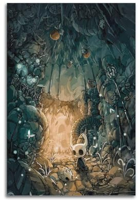 Spielposter Hollow Knight Poster, dekoratives Gemälde, Leinwand, Wandposter und Kunstdruck, modernes Familienschlafzimmer-Dekor-Poster, 60 x 90 cm