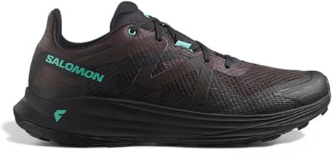 Salomon Men's Ultra Flow Trail Running Shoes for Men, Black Coffee/Black/Electric Green, 10.5 UK