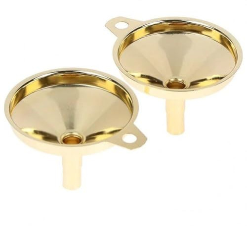 Generic Gold Stainless Steel Funnel 2pcs Cone Small Home Funnel Oil Liquid Dispenser