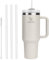WALLFID 40oz Tumbler Stainless Steel Vacuum Insulated Cup H2.0 with Lid, 3 Straws, and 1 Straw Brush for Water, Iced Tea, Coffee, Smoothies, and More(Cream)