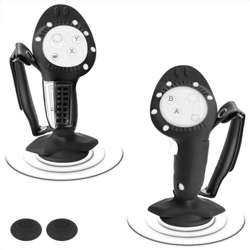 Geekria VR-Controller-Silikonhülle, kompatibel mit Meta Quest 3, Anti-Wurf-Saugnapf-Stil, mit Batterieöffnungsschutz und Knöchelriemen, Controller-Kappen (schwarz, 1 Paar)