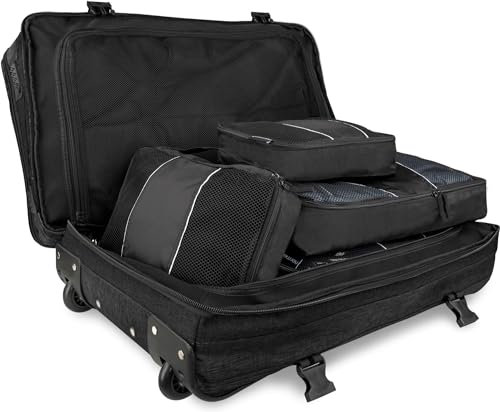 normani Reisetasche mit Rollen Reisetrolley inklusive 5 Kleidertaschen Farbe Schwarz Größe 125 Liter