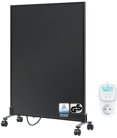 BR Bringer Infrarotheizung Standgerät - 450 Watt - Energiesparend - Mobile Elektroheizung mit Standfüßen auf Rollen, Smart Thermostat, WiFi und App - 5 Jahre Garantie, TÜV (schwarz)