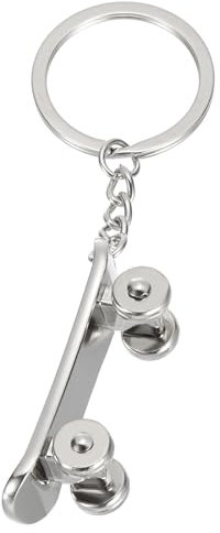 PATIKIL Mini Skateboard Schlüsselanhänger Silber, Metall Sport Schlüsselanhänger mit Skateboard Zubehör für Herren Damen Rucksack Taschen Auto Motorrad Fahrrad Dekoration Geschenke