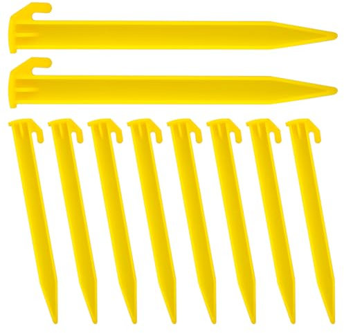 Molain Confezione da 10 picchetti in plastica per tenda, 15,2 cm, resistenti, riutilizzabili, per campeggio, giardinaggio, zaino in spalla, picchetti per tende, ganci per decorazioni da giardino