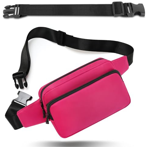 IHIGOGOFA Marsupio per Uomo Donna Sportivo Unisex con Cintura Regolabile Estesa 30 cm Marsupi Impermeabile per Outdoor Passeggiate Escursionismo Trekking Ciclismo Viaggio (Rosa rossa)