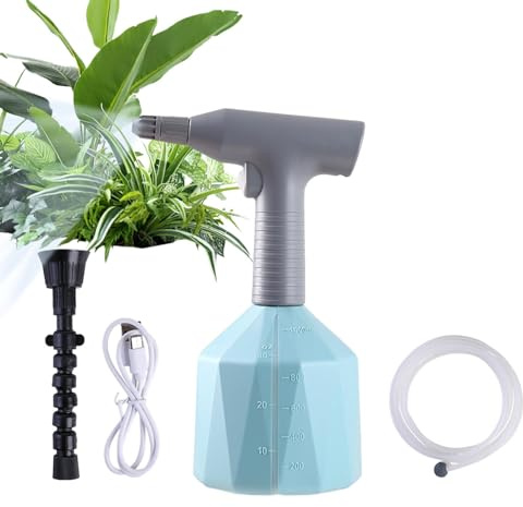 Bottiglia spray elettrica, flacone spray automatico da 1 l con tubo 'acqua da 2,5 m, annaffiatoio per piante, bottiglia spray ricaricabile, spruzzatore a batteria per fertilizzazione da giardino
