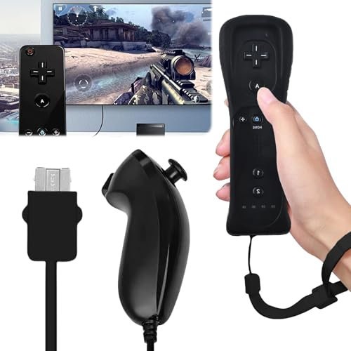 WIYETY Wii-Fernbedienung Gamecontroller: Wii Fernbedienungen, Wii Controller Remote mit Nunchuck für Wii Vernbedinung Remote Plus Ersatz Kontroller, Wii Fernbedienung für Wii/WiiU Konsole(Schwarz)