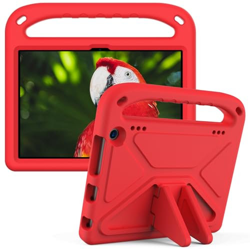 Eabhulie Étui pour Fire HD 8 / Fire HD 8 Plus 2020/2022 Coque de Protection pour Enfant, Housse Légère et Antichoc en EVA avec Poignée et Support Rouge