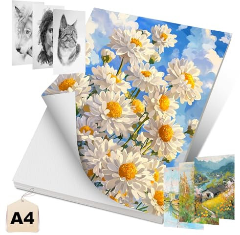 AiQInu Carnet de Papier Aquarelle A4-30 Feuilles 300g Coton 30 * 21CM, Surface Lisse, Qualité, Materiel Dessin pour la Peinture, Le Lettrage à la Main et Les Projets Artistiques