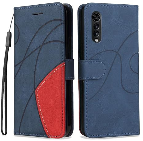Kompatibel mit LG Velvet 4G/5G – Schlanke Zweifarbige Handyhülle mit Weichem Leder und TPU, Kartenfächern