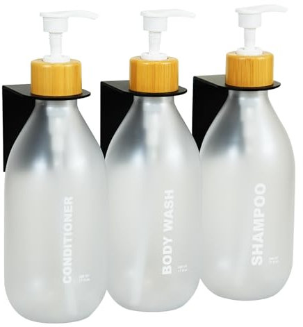 ILIKEPOW 500ml Seifenspender Wandbefestigung Ohne Bohren, 3er Set Seifenspender Dusche, Transparentes Handseifenspender, Nachfüllbarer Shampoo & Duschgel Spender für Bad Küche & Dusche