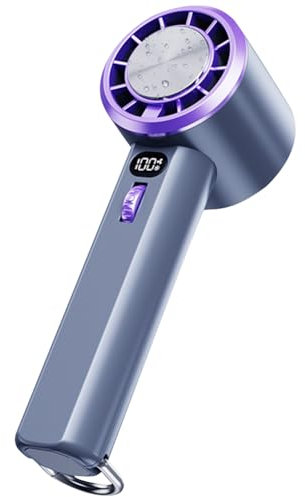 WMFASBAG Ventilador de mano portátil USB recargable 100 velocidades de viento Ventilador turbo de mano 3000 mAh Mini ventilador portátil de hielo frío Pantalla digital Motor sin escobillas V