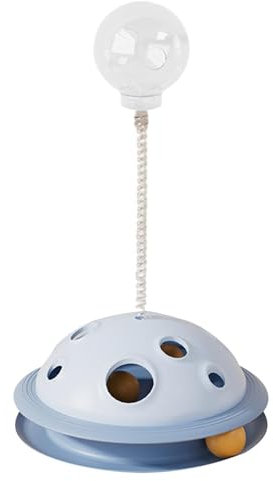 Cat Turntable Toy - Interactive Cat Toy with Ball | Cat Ball Track Toy | Interactive Dog Toy Slow Feeder | selff Entertainment Food Leak Ball with Spring Rod for Kitten Playing