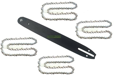 40cm / 1,3 mm / 3/8 / 56 TG Schwert + 4X Kette kompatibel mit FUXTEC FX-KSE141 Kettensäge
