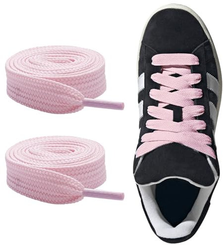 CCSOFTIME 2 Paires Gros Lacets 16mm de Large pour Adidas Campus,Remplacement Lacet Chaussure Plat Épaisseur pour Mcqueen Converse Vans Basket,Rose Pale 160cm