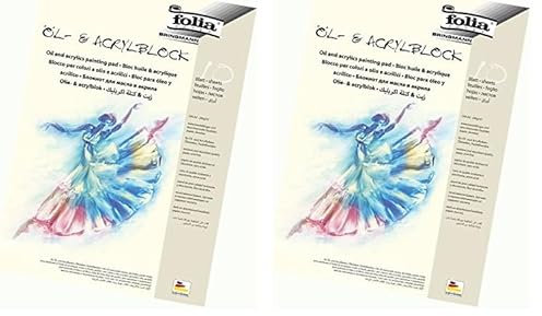 folia 8364 - Öl- und Acrylmalblock, 290g/qm, DIN A4, 10 Blatt - Qualitätspapier geeignet für Acrylfarben, Öl- und Pastellkreiden (Packung mit 2)