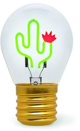 Legami - Lampada da Tavolo a forma di Lampadina, Ricaricabile con Cavo USB, Senza Fili, Bulb Fiction, Tema Cactus, 6.8 x 10.3 cm