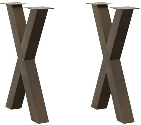 vidaXL Esstischbeine X-Form 2 Stk. Naturstahl 60x(72-73) cm Stahl, Tischbein, Tischbein Metall, Esstischbein, Möbelbein, Schreibtischbein