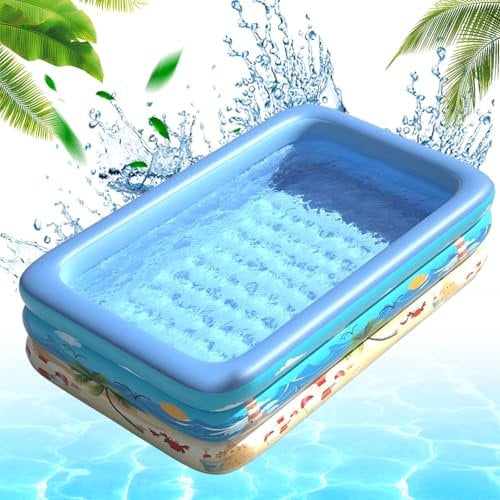 Piscina Gonfiabile Bambini, rettangolare, Piscina Anulare per Bambini, 120 * 75 * 35 cm