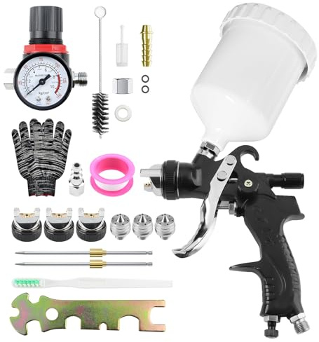 Portable Paint Sprayer, Ideal Lightweight Paint Sprayer for Fences and Sheds, Walls and Ceilings, Furniture, Garden, DIY, Paint Spray Gun with 3 Nozzle(1.4+1.7+2.0), 600ml Detachable Container