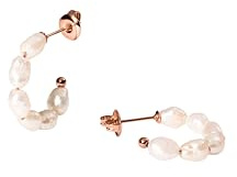 Purelei® Organic Pearl Ohrringe – Edelstahl Creolen mit echter Süßwasserperle – 14K/18K vergoldet – 23 mm – Eleganter Perlenschmuck für Damen (Rosegold)