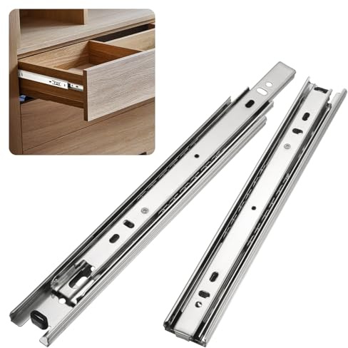 M METERXITY 1-Pair Soft Close Drawer Slides 9.8 Inch/ 250mm 3 Fold, Silver | Full Extension Ball Bearing Drawer Slides, for Furniture/Cabinets, Cold Rolled Steel