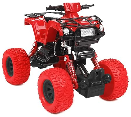 Toi-Toys Quad Geländefahrzeug 16cm mit Rückzugmotor Federungssystem aus Kunststoff ATV Modellauto Modell Auto Spielzeugauto 4-Varianten 61 (Rot)