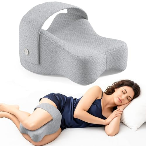 TABKSOLA Kniekissen für Seitenschläfer für Damen Herren- Orthopädisches Knieschoner Kissen Memory Foam Komfortstütze Entlastung Kniekissen (Schwarz)