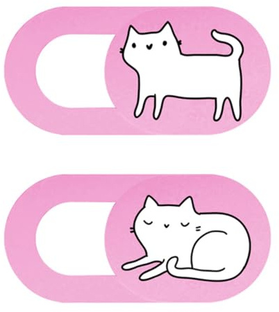 Cabilock Copertura Privacy Webcam Gatto Rosa 2 Pezzi, Protezione Sottile per Laptop, Tablet e Smartphone, Copri Fotocamera Slider Leggero per Computer Portatile