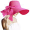 Lanzom Chapeau de paille pliable pour femme - 14 cm - Grand nœud - UPF 50+, rose, Taille unique