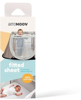 AeroMoov Instant-Reisebett Spannlaken - Für Sauberes und Frisches Schlafen - Praktischem Gummi - 100% Baumwolle - Weiß
