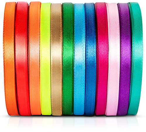 Satinband Seidenbänder Seidenband Schleifenband Hochzeit Dekoband Satin Geschenkband Stoff Band Seide Satin Rolle Verpackung Geschenk Verpackung, 22,86 m/250 Yards