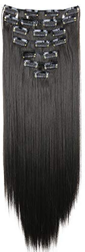 CAISHA XXL 60cm 8 Teile Set CLIP IN EXTENSIONS Haarverlängerung Haarteil Voluminös Glatt Schokobraun CES21