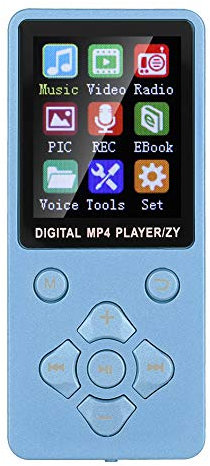 Garsent 8 GB tragbarer MP3-Player, 1,8 Zoll Bluetooth 4.2 Radio Digital Audio MP4-Musik-Player mit Sprachaufzeichnung, Kopfhörer, Unterstützung von bis zu 32 GB, Kreuztasten(Blau)